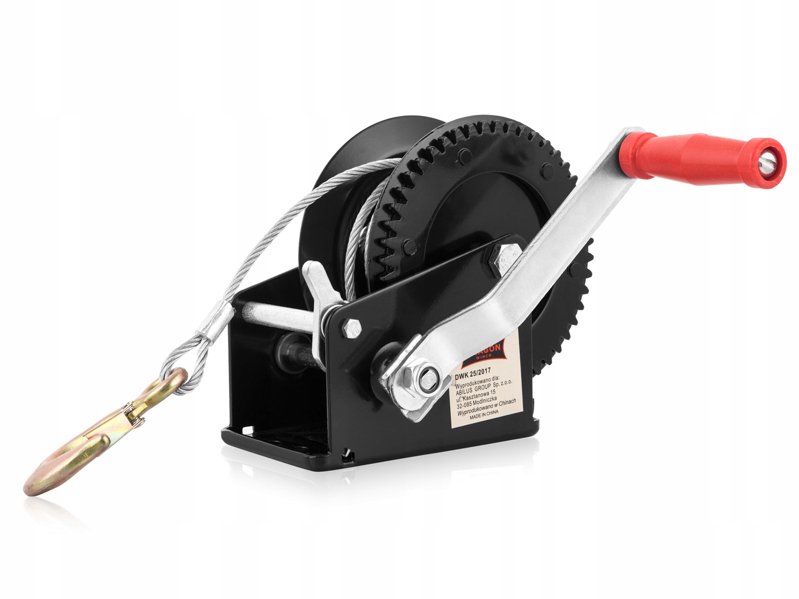 WYCIAGARKA RECZNA KORBOWA DRAGON WINCH 2500 LINOWA Model DWK25V LINA