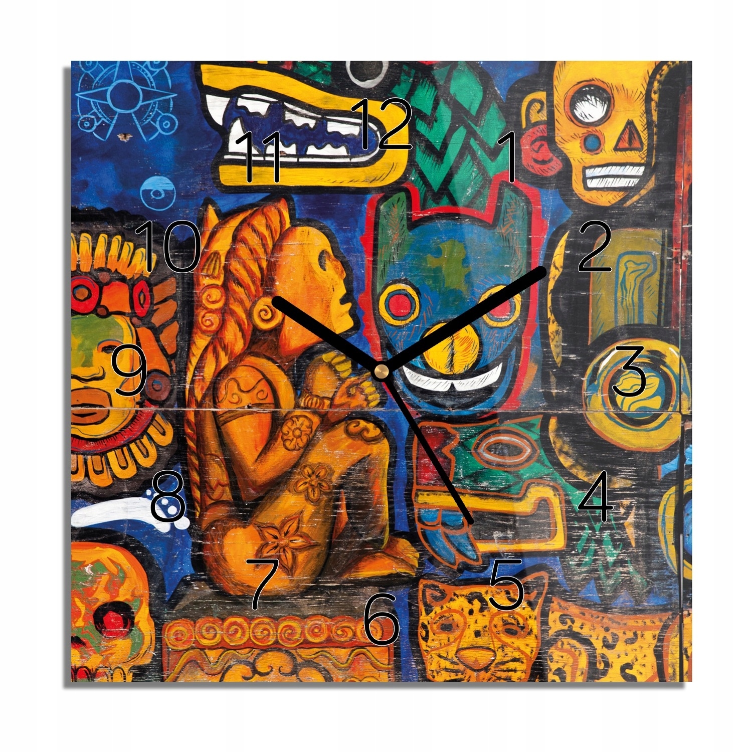 

Meksyk graffiti foto-zegar do sypialni 30x30 cichy
