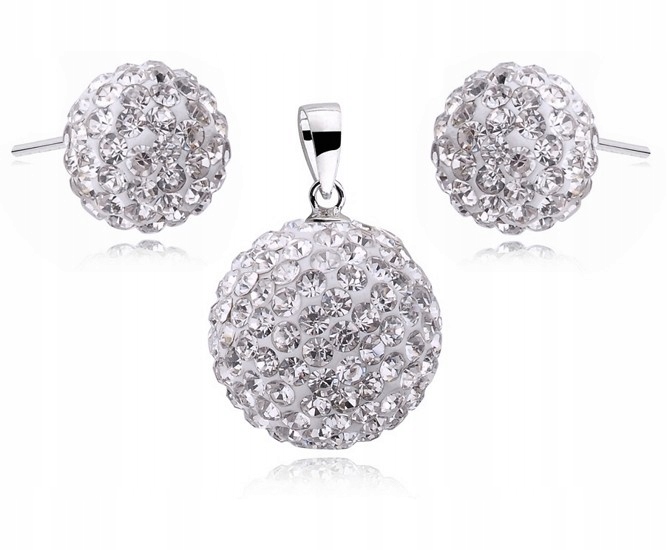 

Komplet Białe Kulki Swarovski Shamballa Balls Kule