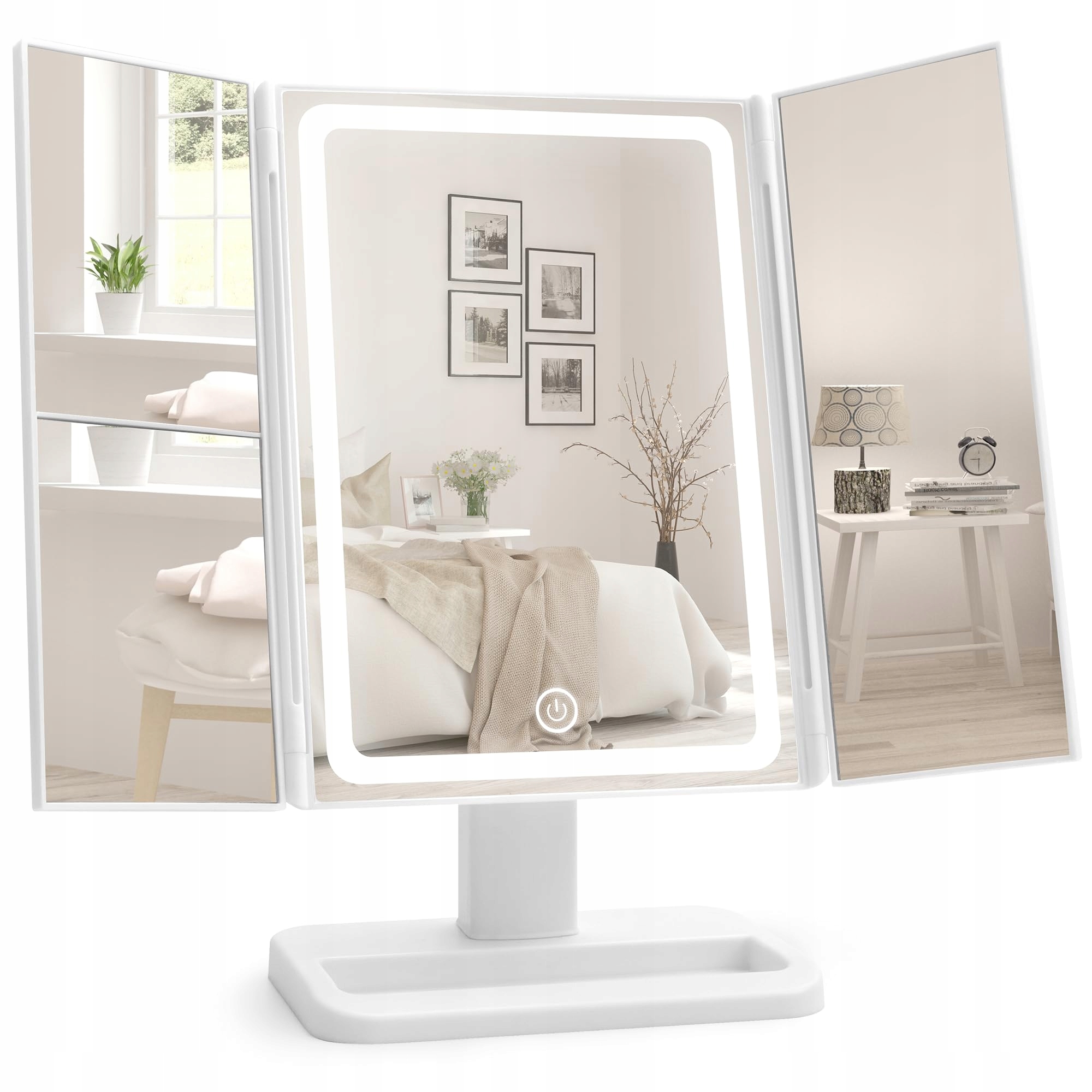 Kosmetické zrcátko pro líčení Led s trojitým zvětšením, toaletní voda