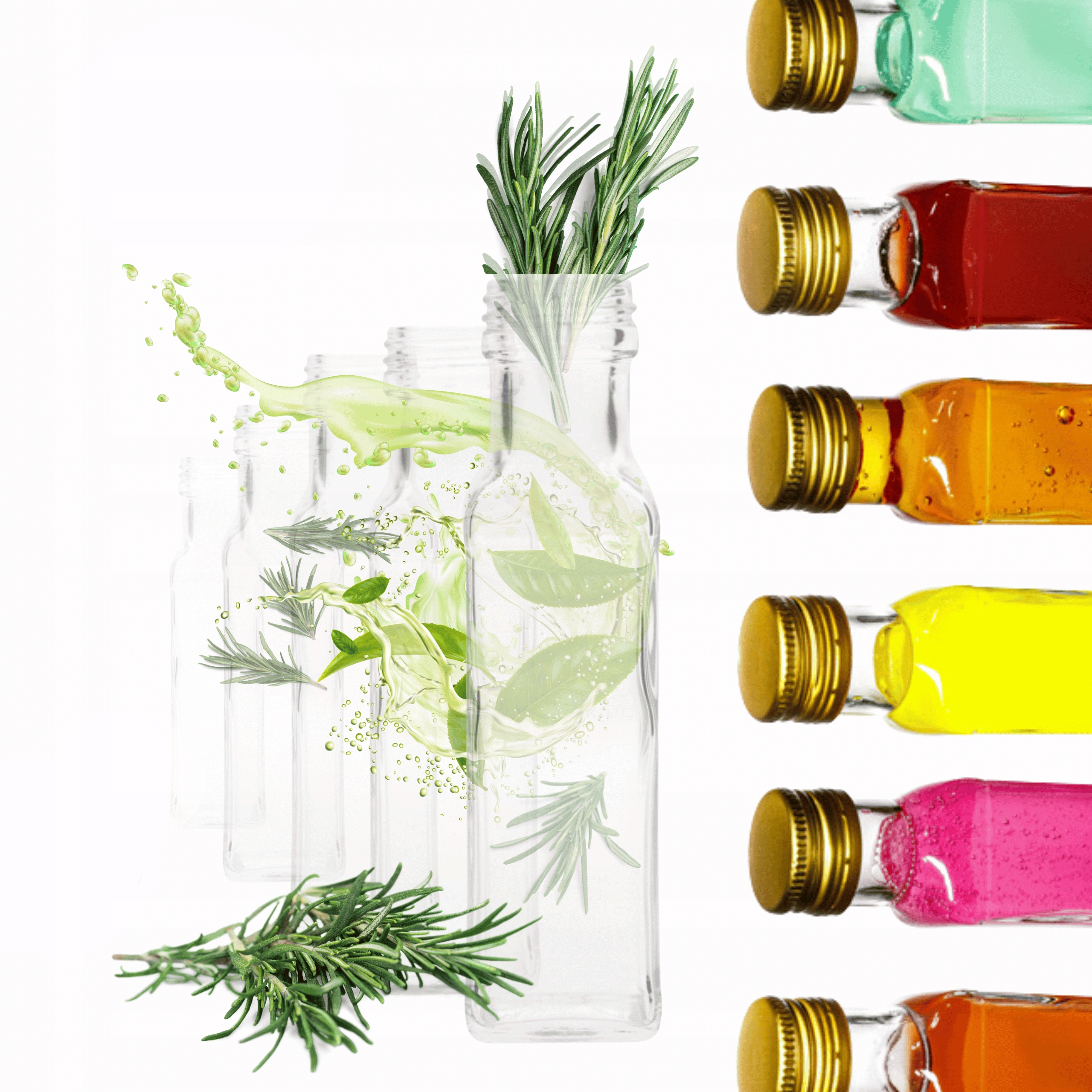 Fľaše 100 ml štvorcové marasky šťavy na olej a olivový olej fi31 60ks Bez Prikrývok