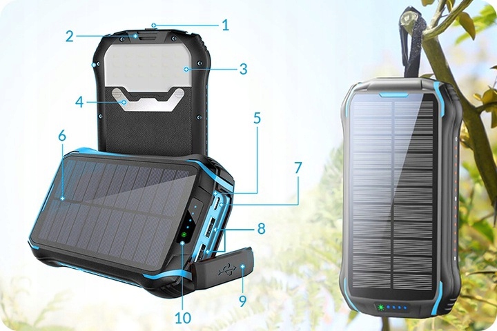 POWRBANK SOLARNY Z ŁADOWANIEM INDUKCYJNYM 33500mAh Pojemność 33500 mAh