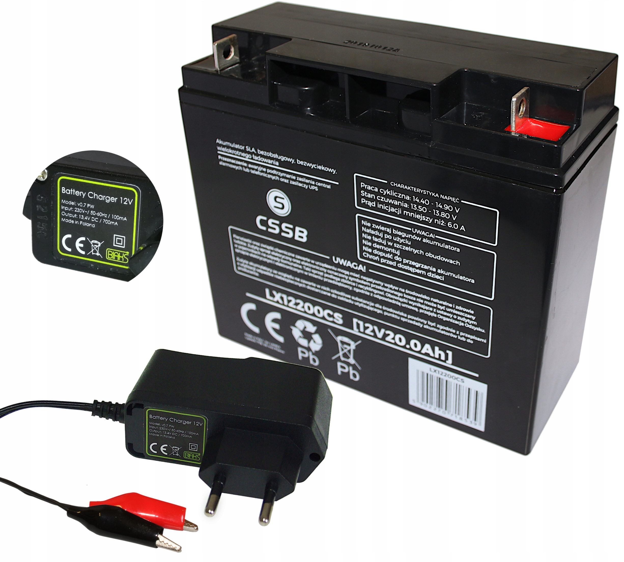 Akumulátor Agm 12V 20Ah Cssb (rozměr 18Ah) 12V Pw Nabíječka