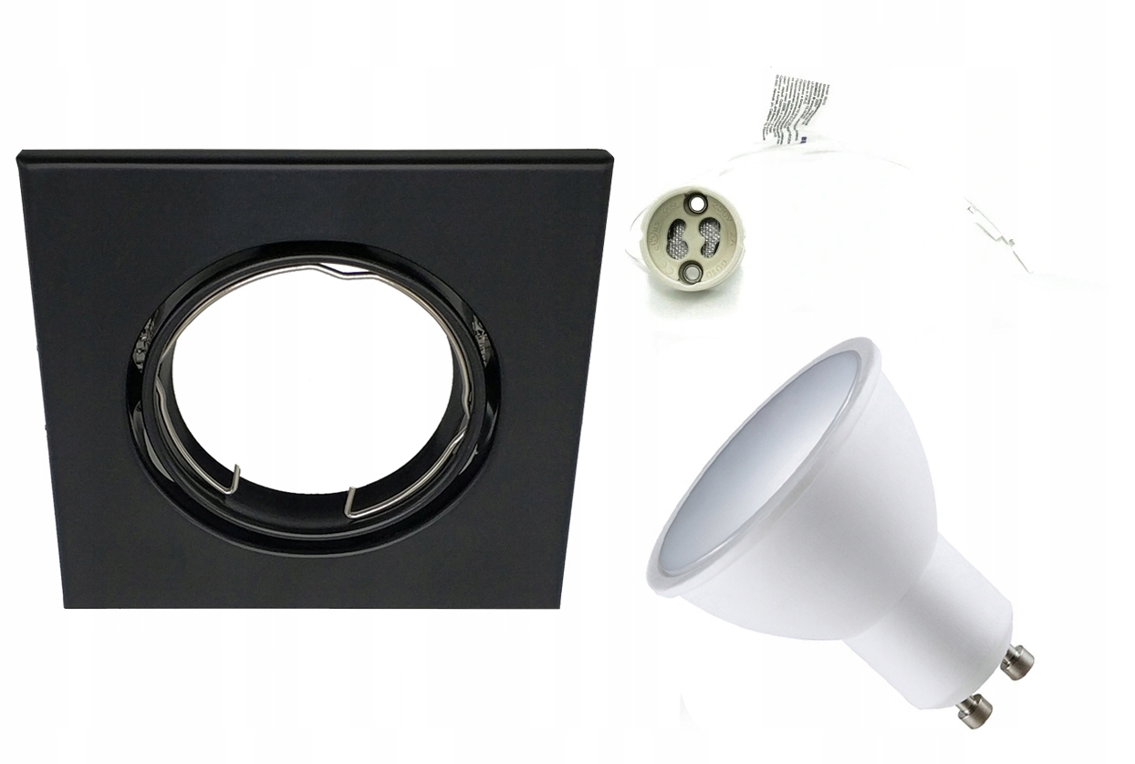 ZESTAW OPRAWA HALOGENOWA KWADRATOWA CZARNA EDO +ŻARÓWKA LED