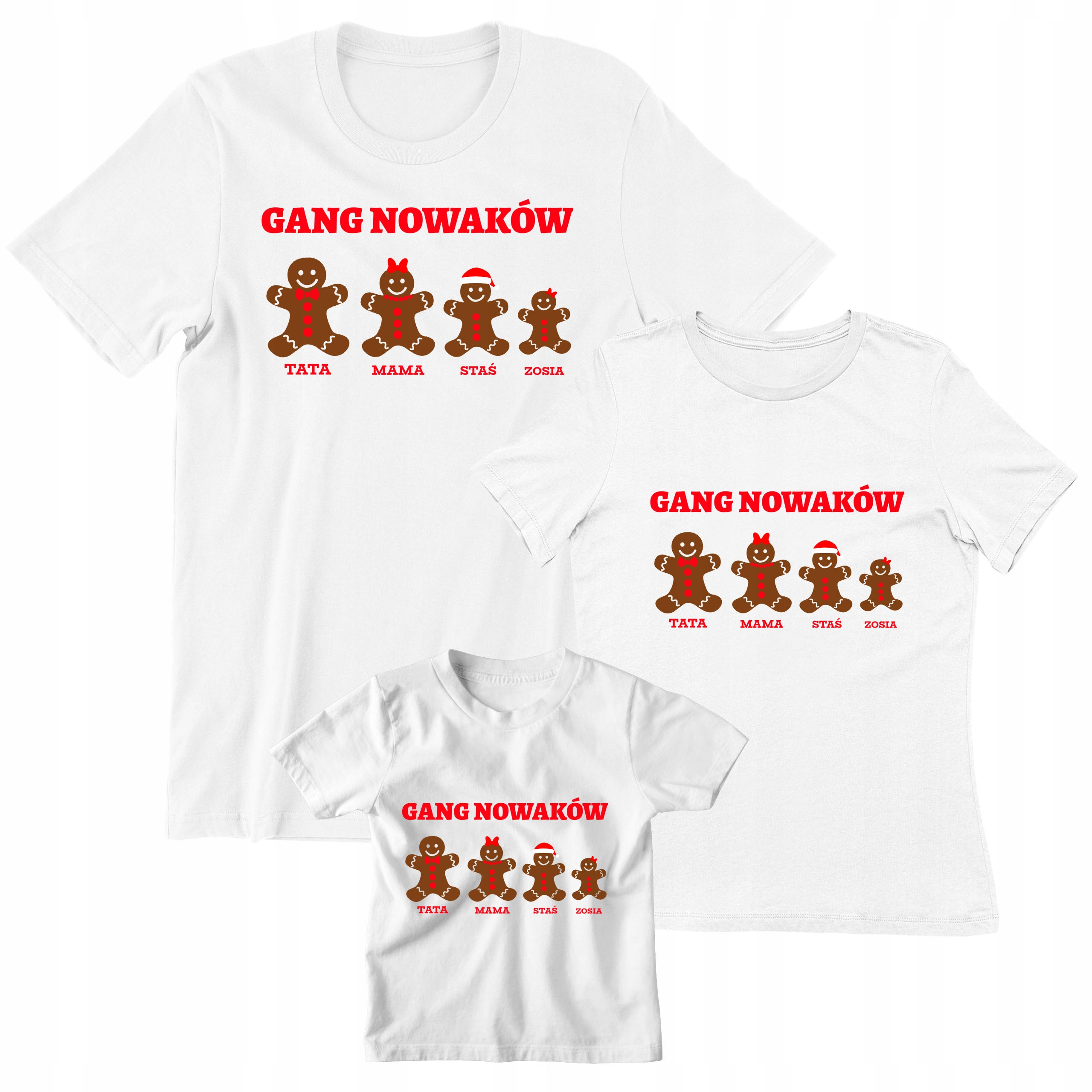 KOSZULKI RODZINNE ZESTAW NA ŚWIĘTA MAMA TATA CÓRKA Marka LOGOSTORE