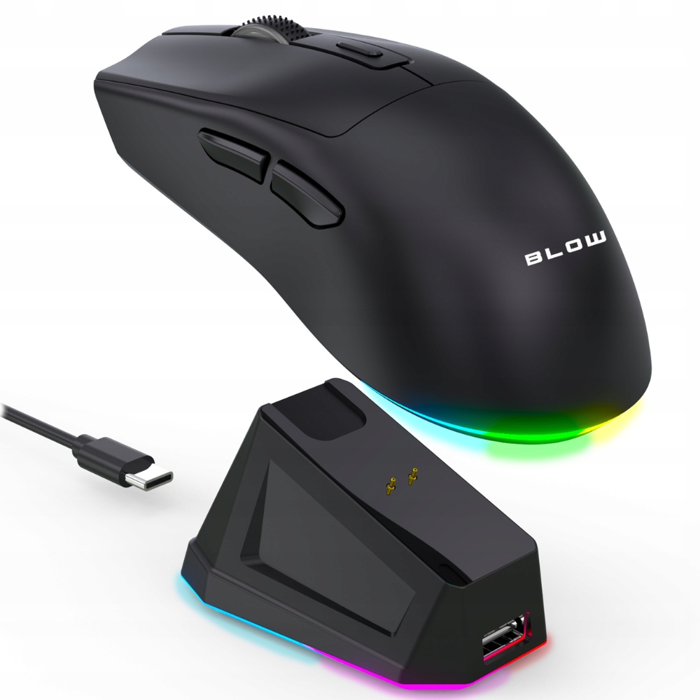 Herní Myš bezpřevodová optická Nabíjecí Stanice přesná