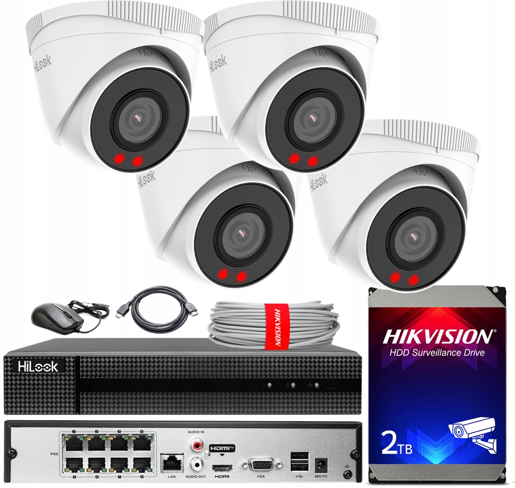 Monitorovací sada Hikvision HiLook 8MPx UltraHD Externí PoE aplikace