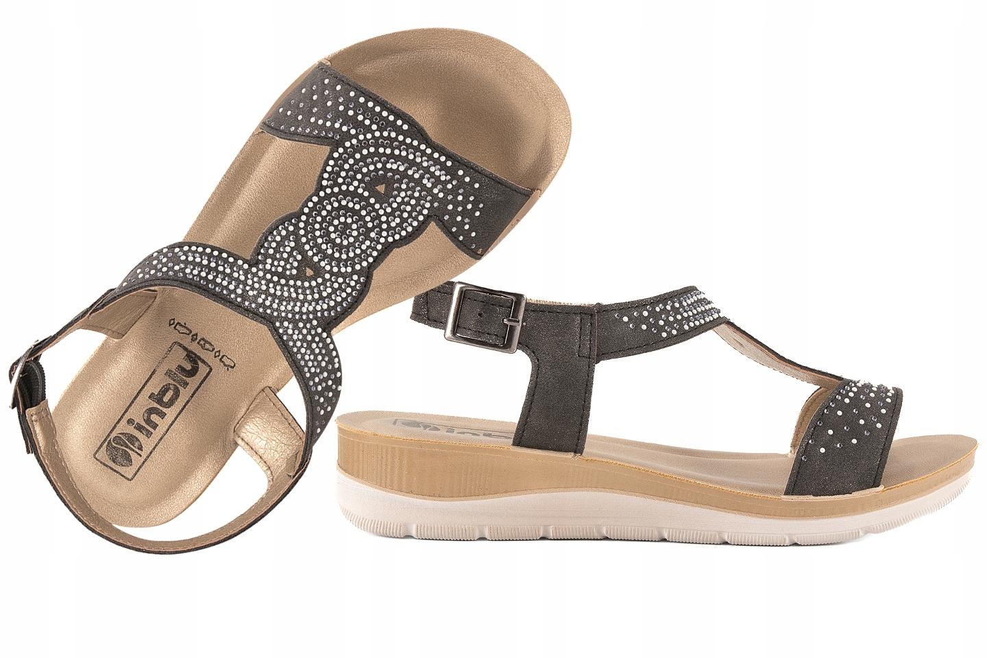 Inblu BV-49 Sandały Damskie Comfort Soft Eko Pu czarne Czarny 39