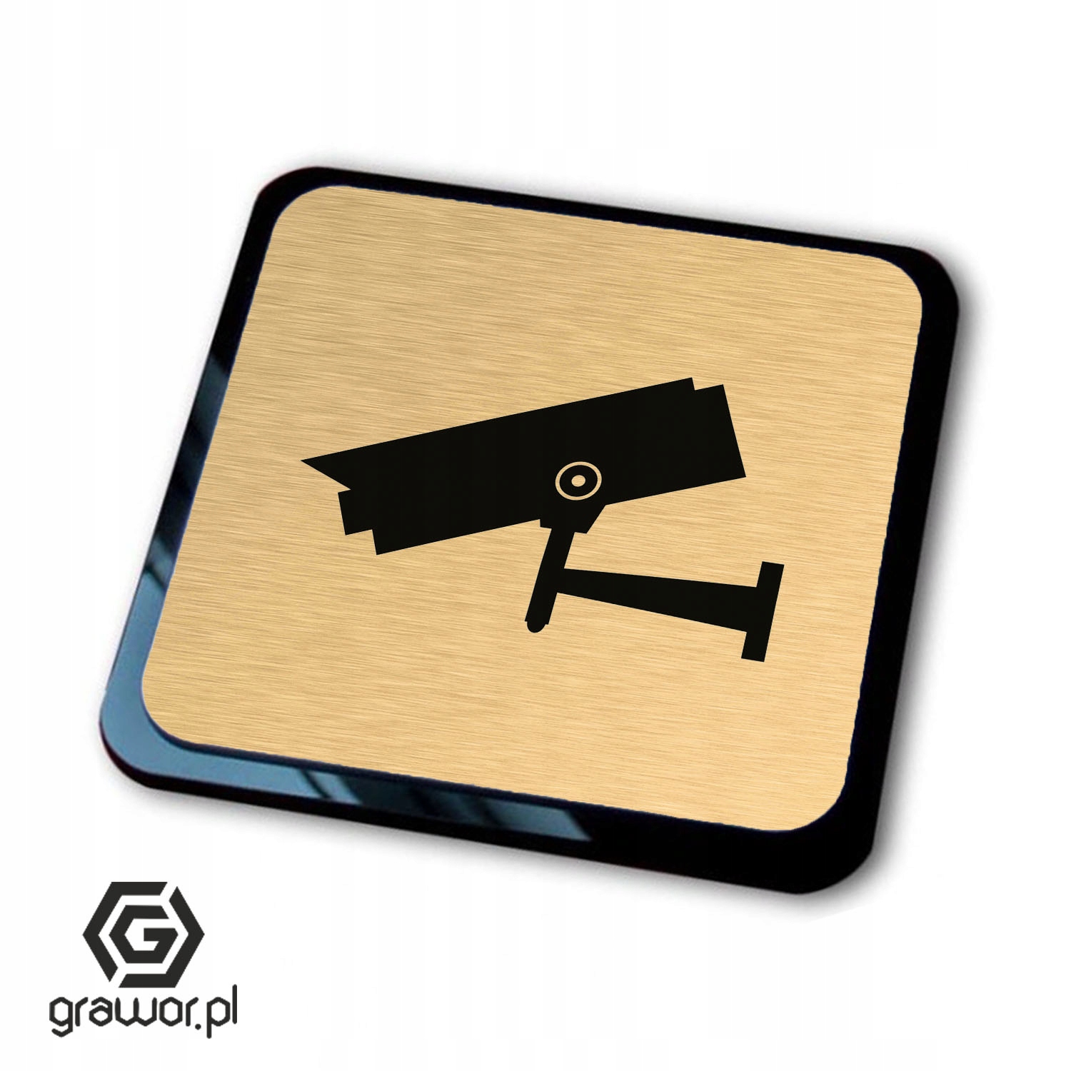 Złota tabliczka informacyjna aparat 10x10 cm 3D Rodzaj tablicy grawerowane