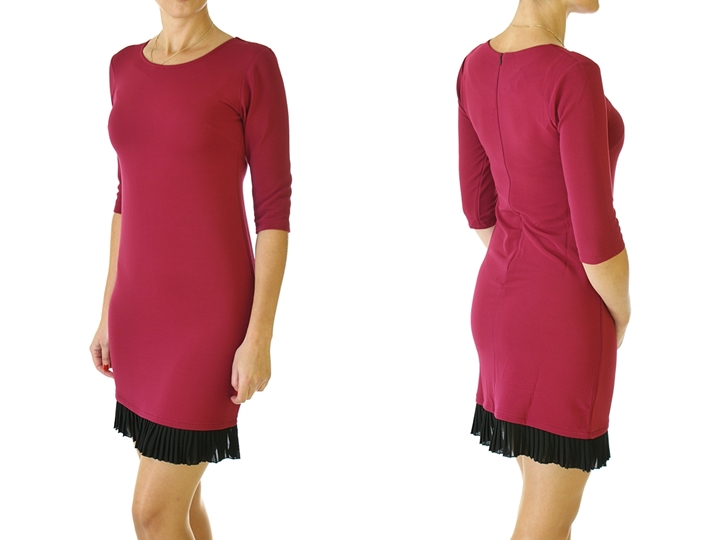 

Elegancka klasyczna sukienka dół plisowany 1079#