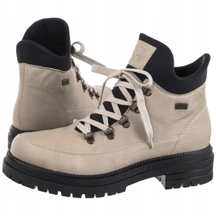 Dámské Zateplené Kožené Boty Kotníkové Boty Rieker Béžové Y3158-60 Beige