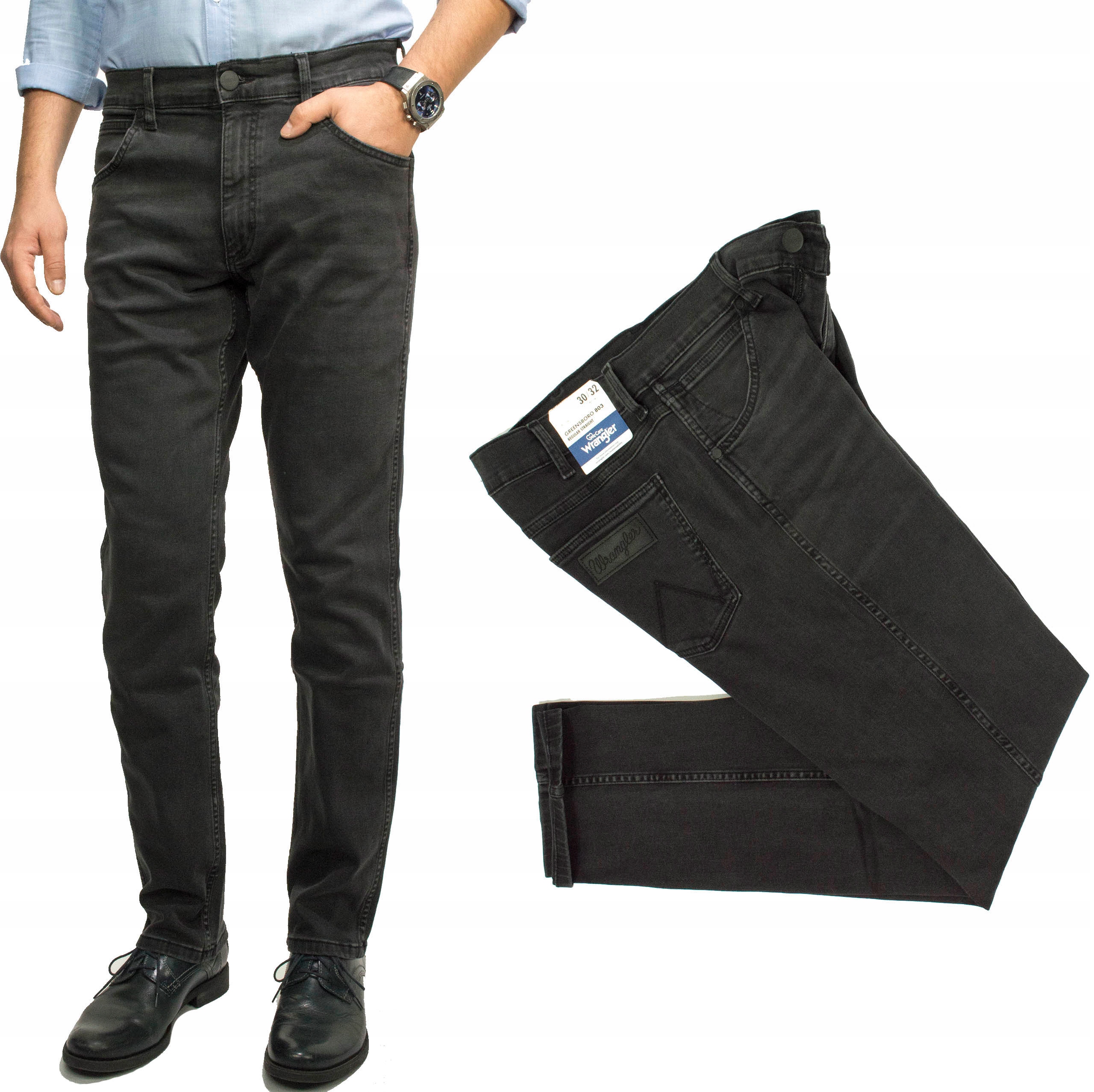 Wrangler Greensboro Black Crow pánské džínové kalhoty W32 L36