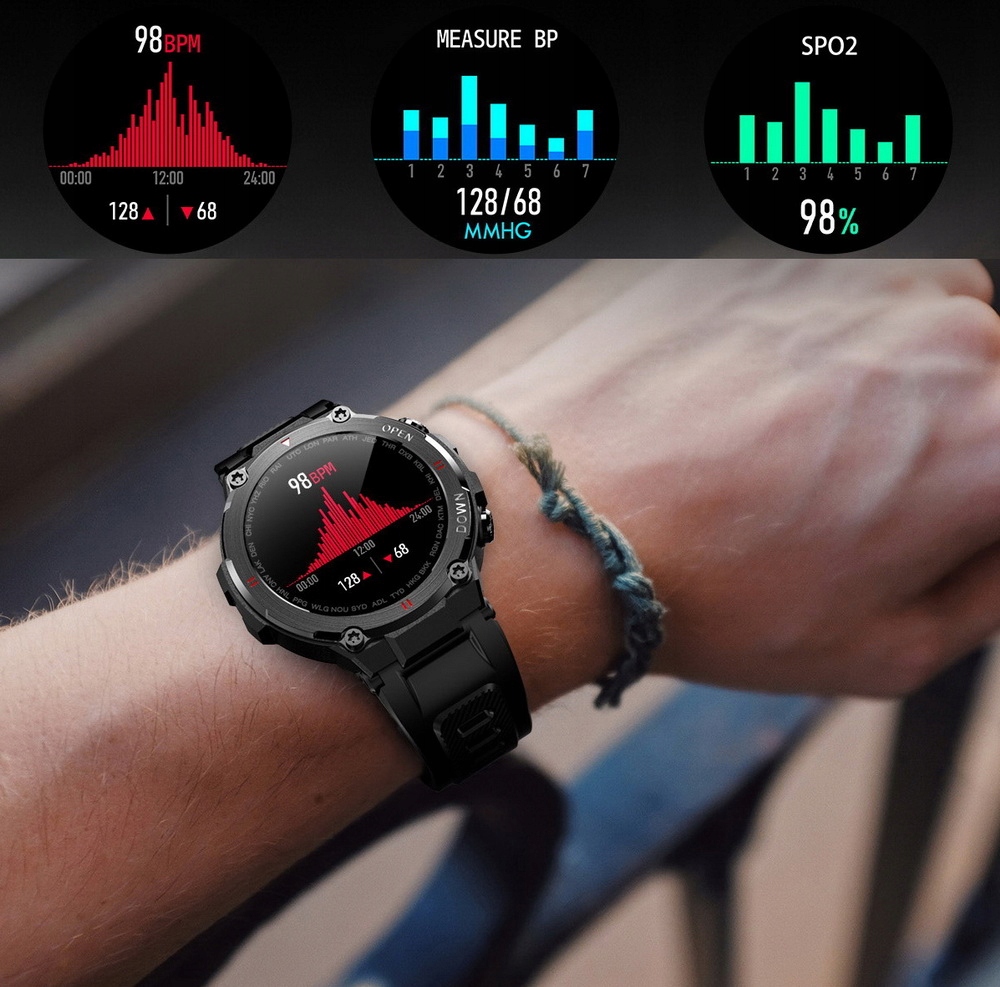 ВІЙСЬКИЙ ГОДИНИНИК SMARTWATCH PULSOMETER TALK PL Водостійкість 50 м = WR50