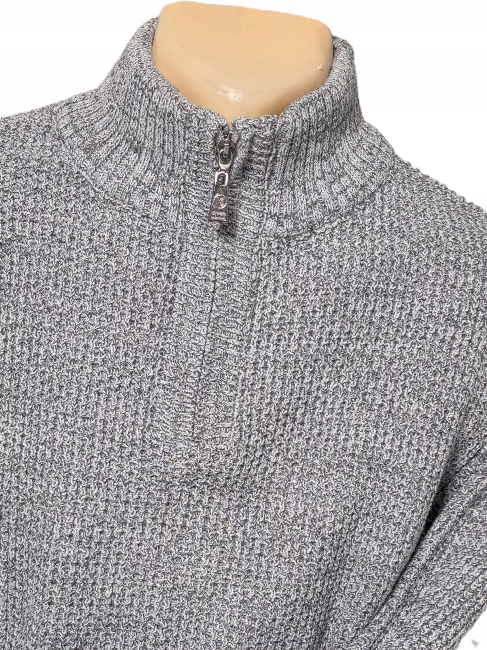 Vipstendo pánský pologolfový svetr 70% vlny, krátký zip, šedý vel. 4XL 67316-1