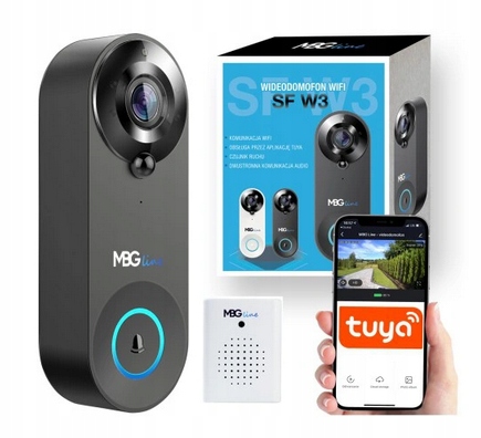 Videovrátnik Mbg Line Sf W3 čierny s Full Hd kamerou a aplikáciou Tuya