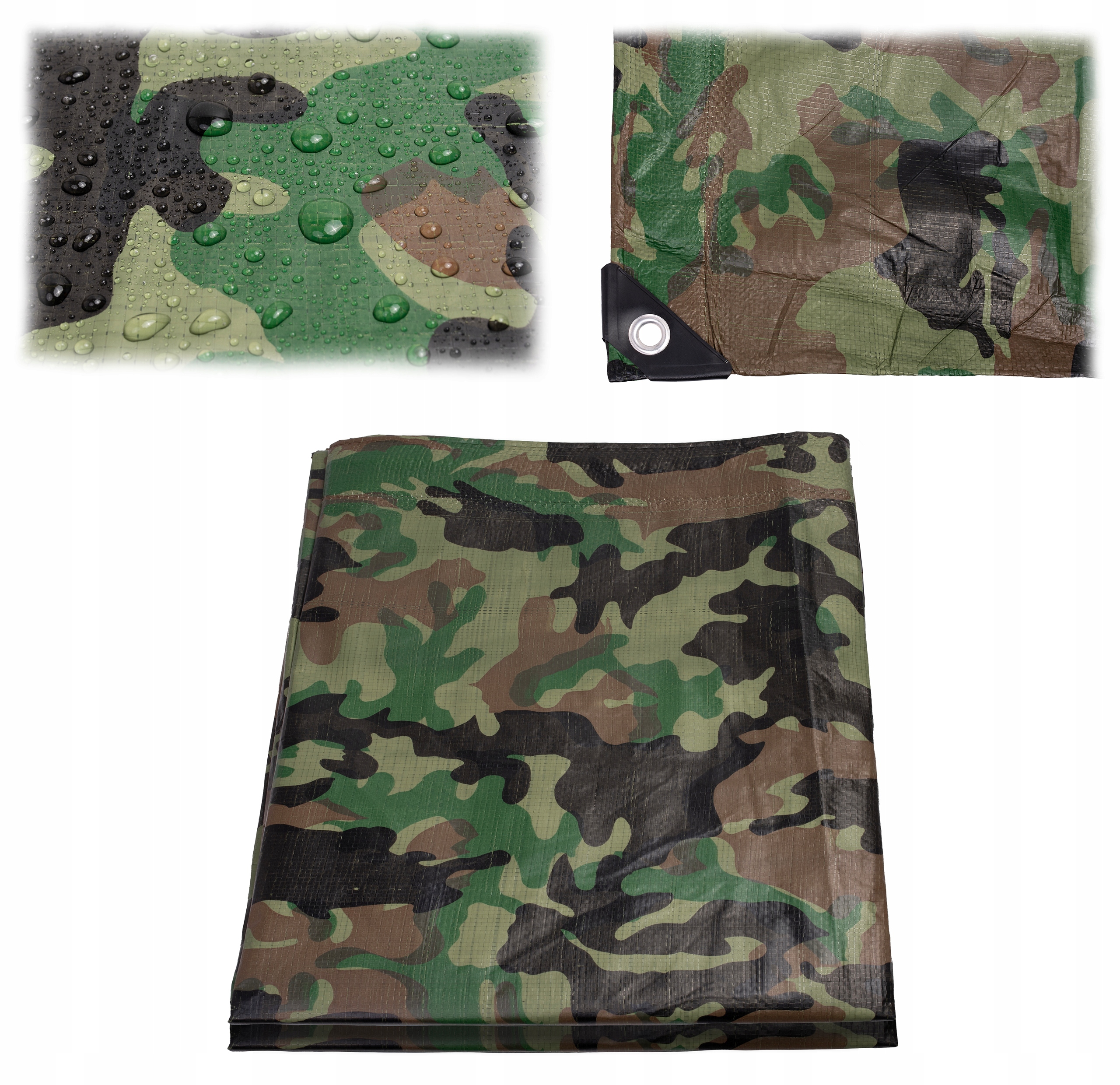 PLANDEKA PLANDEKI 2x6m WZMACNIANA KAMUFLAŻOWA MASKUJĄCA WODOODPORNA MORO