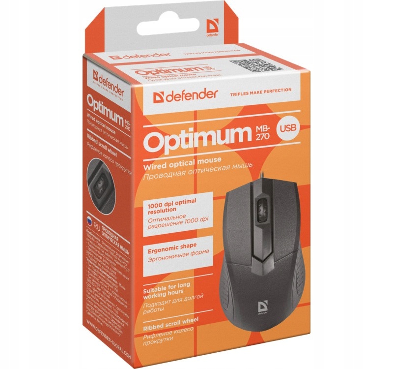 MYSZ DEFENDER OPTIMUM MB-270 CZARNA OPTICAL 1000dpi 3P — 7