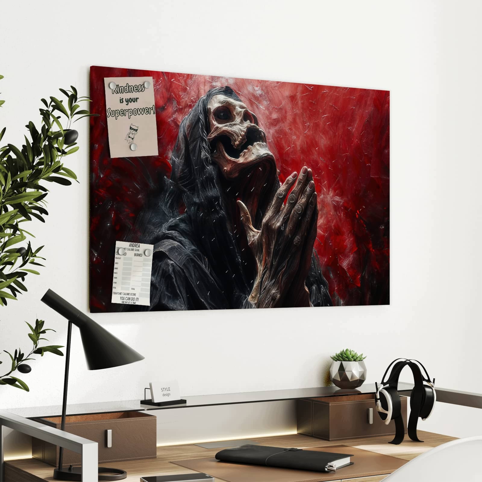 Magnetická tabule Modloucy se szkielet Dlonie 90 × 60 cm