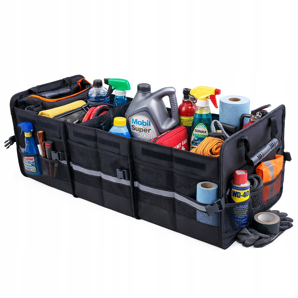 Organizer Do Samochodu Z Torbą Termiczną Składany, Czarny, Mocny XXL