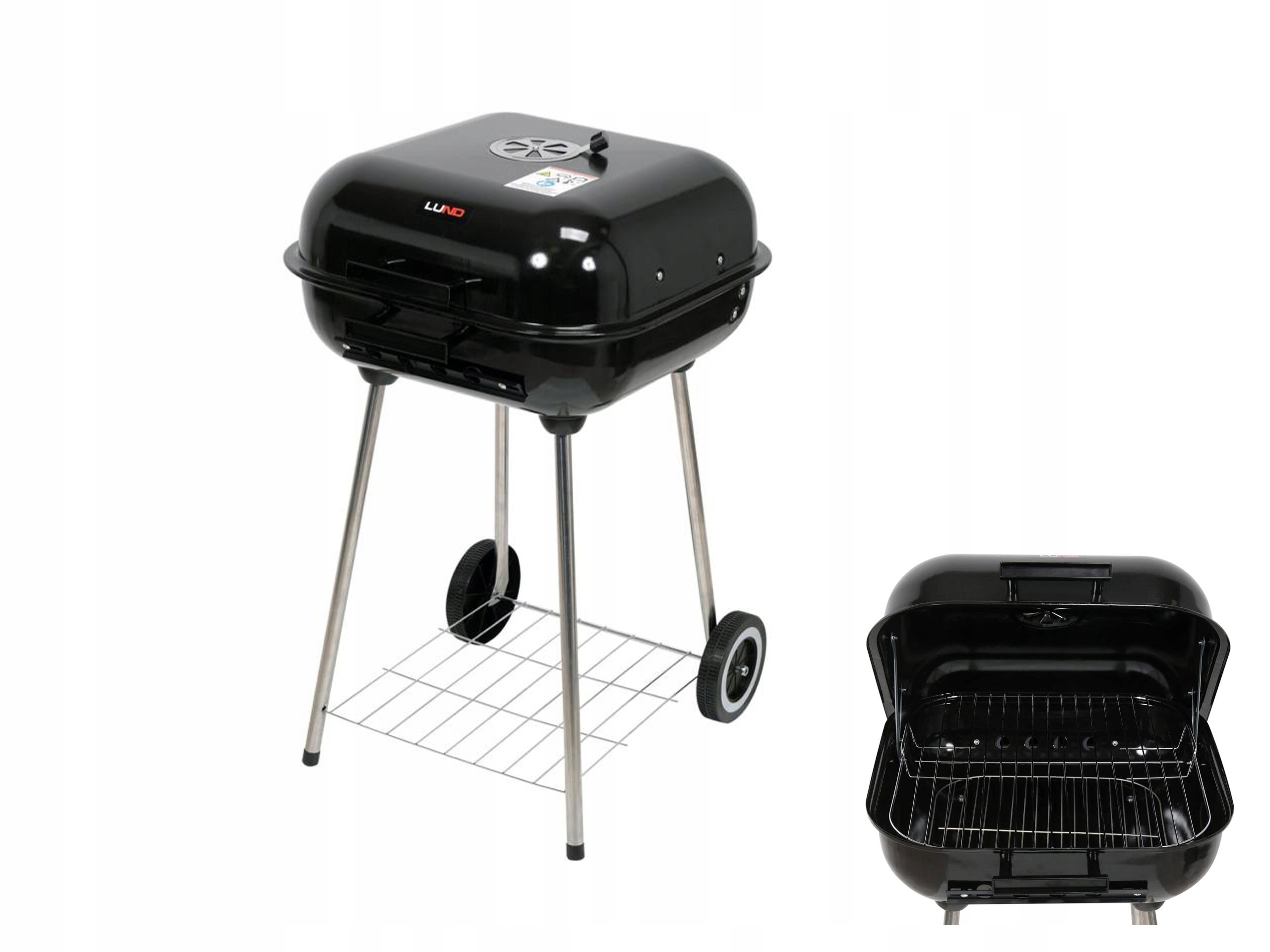 Gril Na Uhlí S Víkem A Poličkou Rošt 45x40 cm