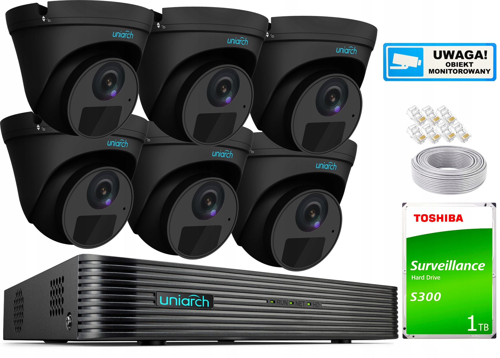 Zestaw Monitoringu 6 Kamer IP 4MPx PoE Zewnętrzny