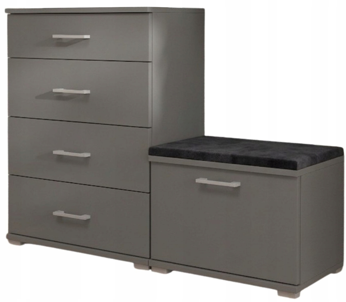 Szafka Na Buty Z Siedziskiem 60x85x35 I Ławka 50x40x35 antracyt czarna