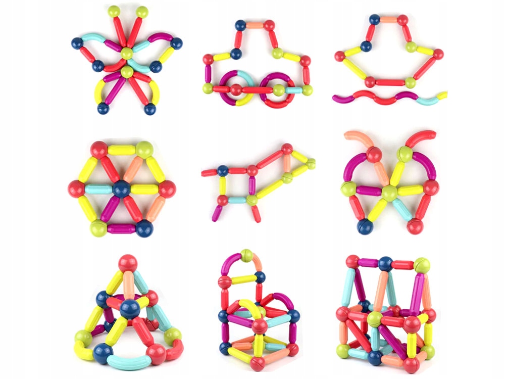 KLOCKI MAGNETYCZNE EDUKACYJNE MAGNETIC STICKS Stan opakowania oryginalne