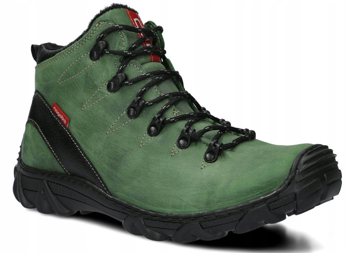 Nagaba 403 Zelená – Zateplené, Pohodlné, Pánské Kožené Trekové Boty