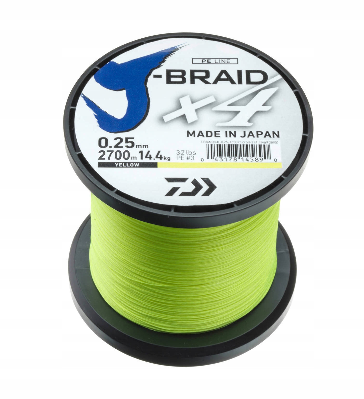 Šňůra Daiwa J-braid X4 Yellow 2700 m-0,10 mm