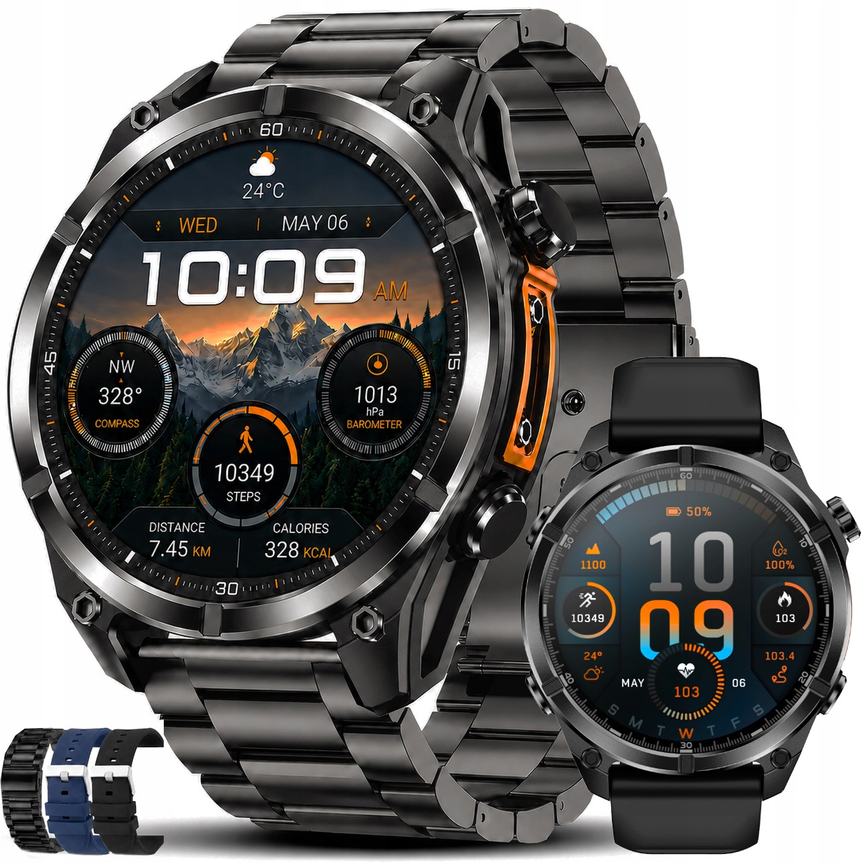 Chytré Hodinky Sportovní Amoled Bt hovory Kompas Barometr Chat Ai 3 řemínky