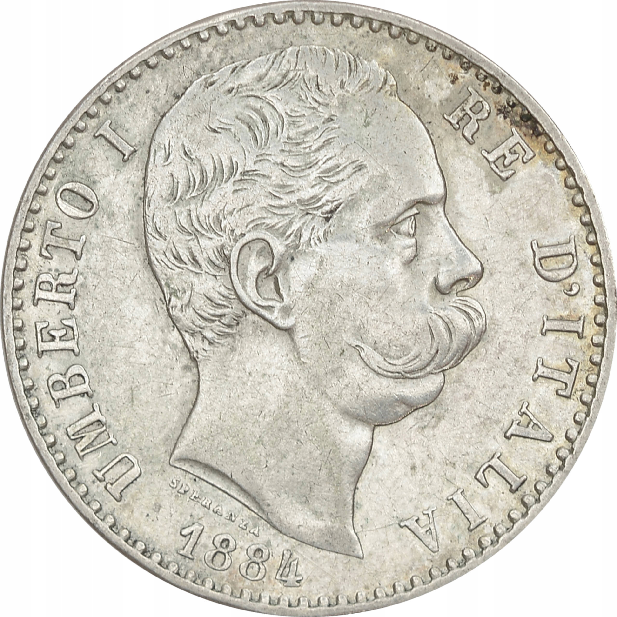 13.WŁOCHY, UMBERTO, 2 LIRY 1884 R