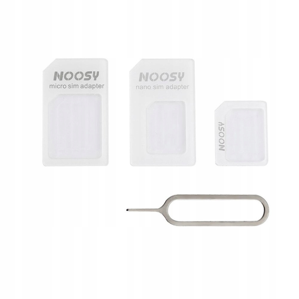 Zestaw adapterów do kart nano micro Sim Noosy kluczyk biały