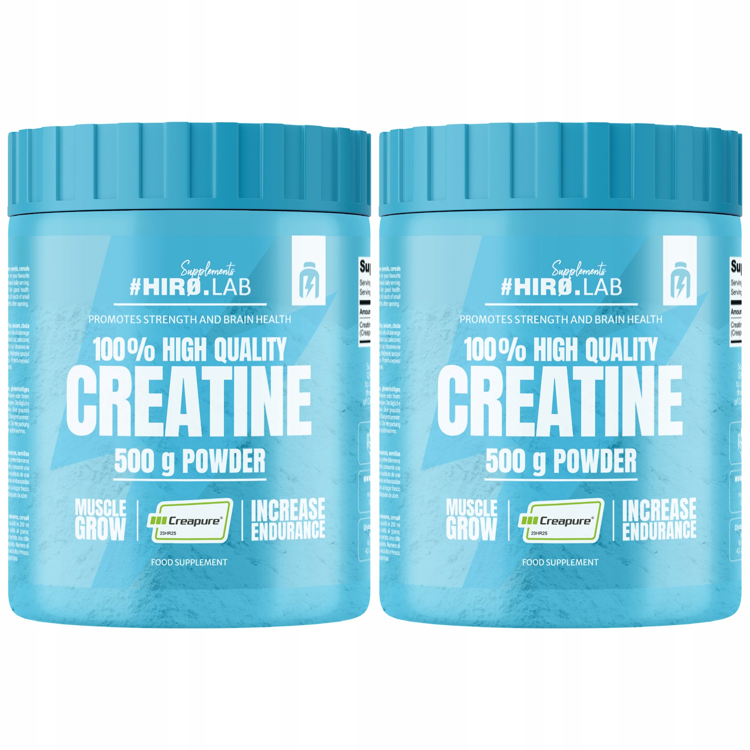 2x Kreatin Creapure monohydrát 500g síla prémiová svalová hmota Hiro.lab
