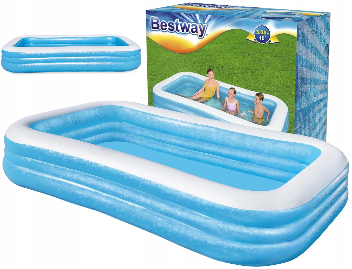 

Bestway Duży Basen Dmuchany Rozporowy 305x183x55