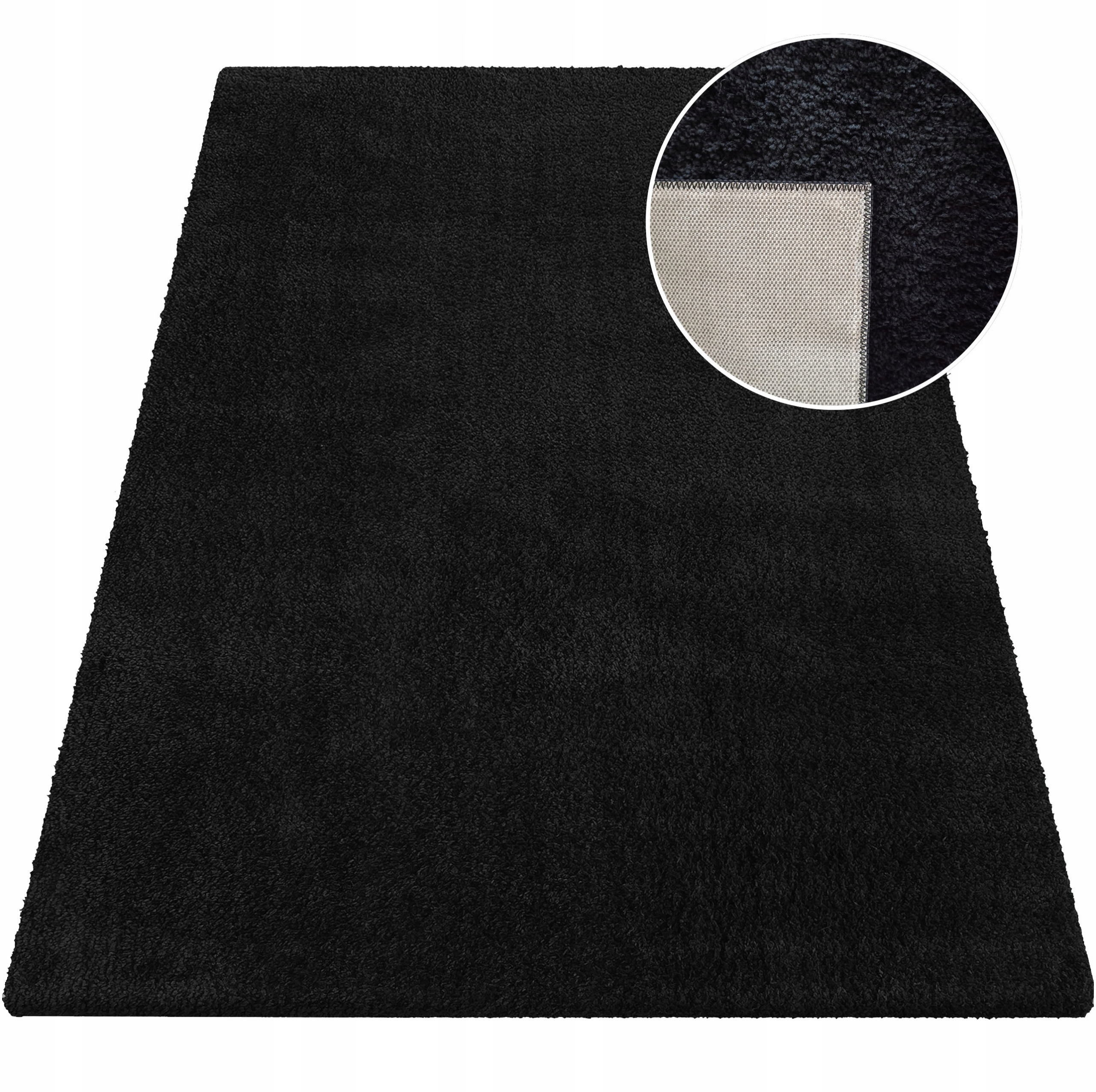 Dywan Kamel Soft Shaggy 80x150 Miękki Plusz Czarny