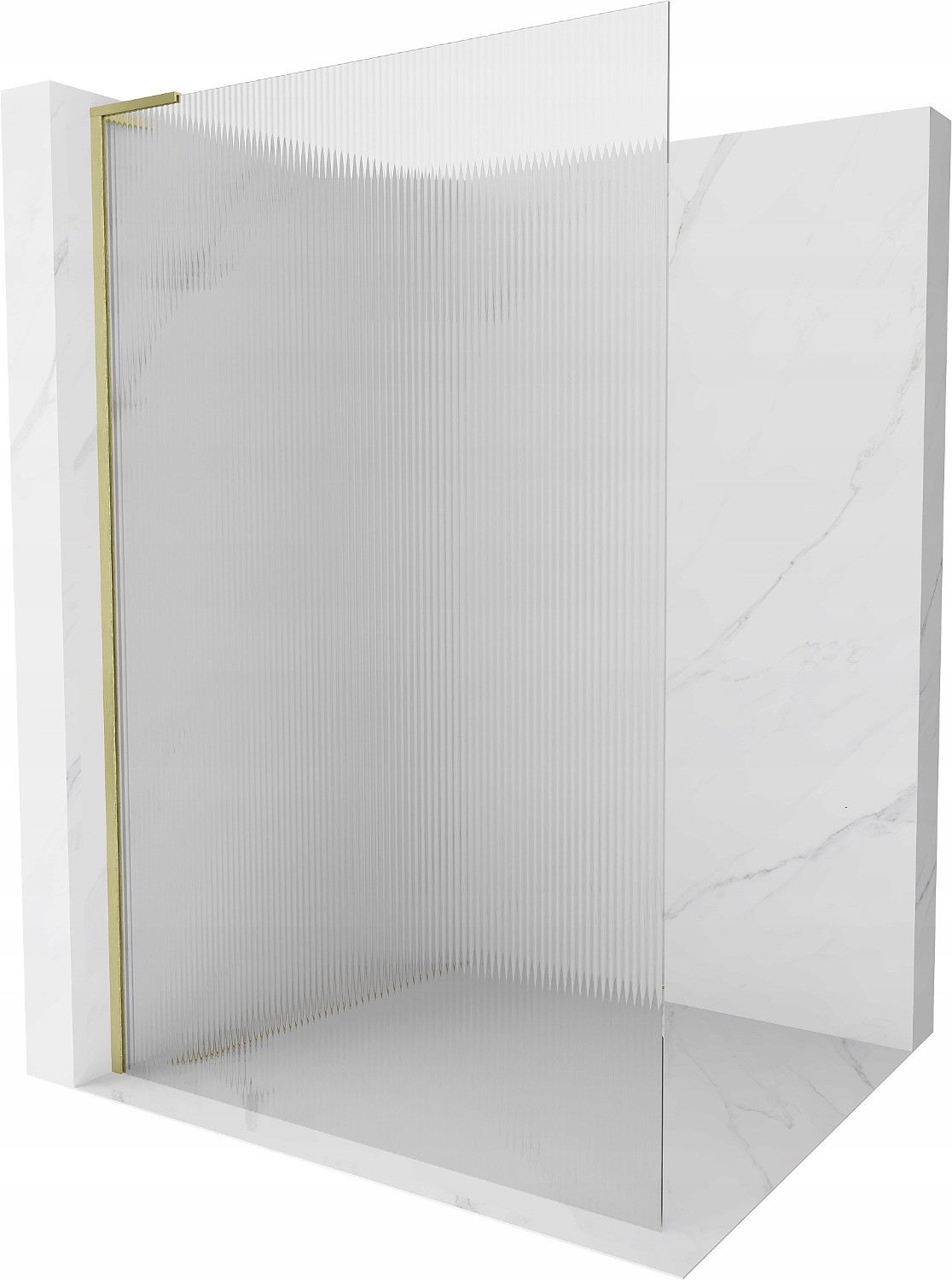 Mexen Kioto L Walk-in sprchová stěna 120x200 cm, pruhy, zlatá kartáčovaná