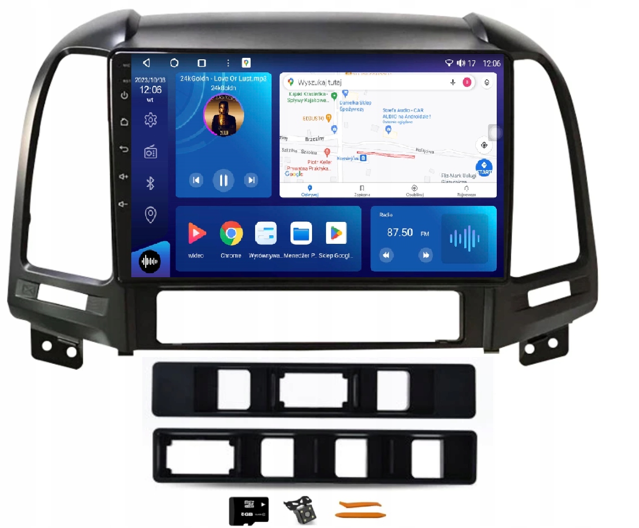 Rádio Android Navigácia Qled Carplay Lte Gps 128GB Hyundai Santa Fe 2 06-12