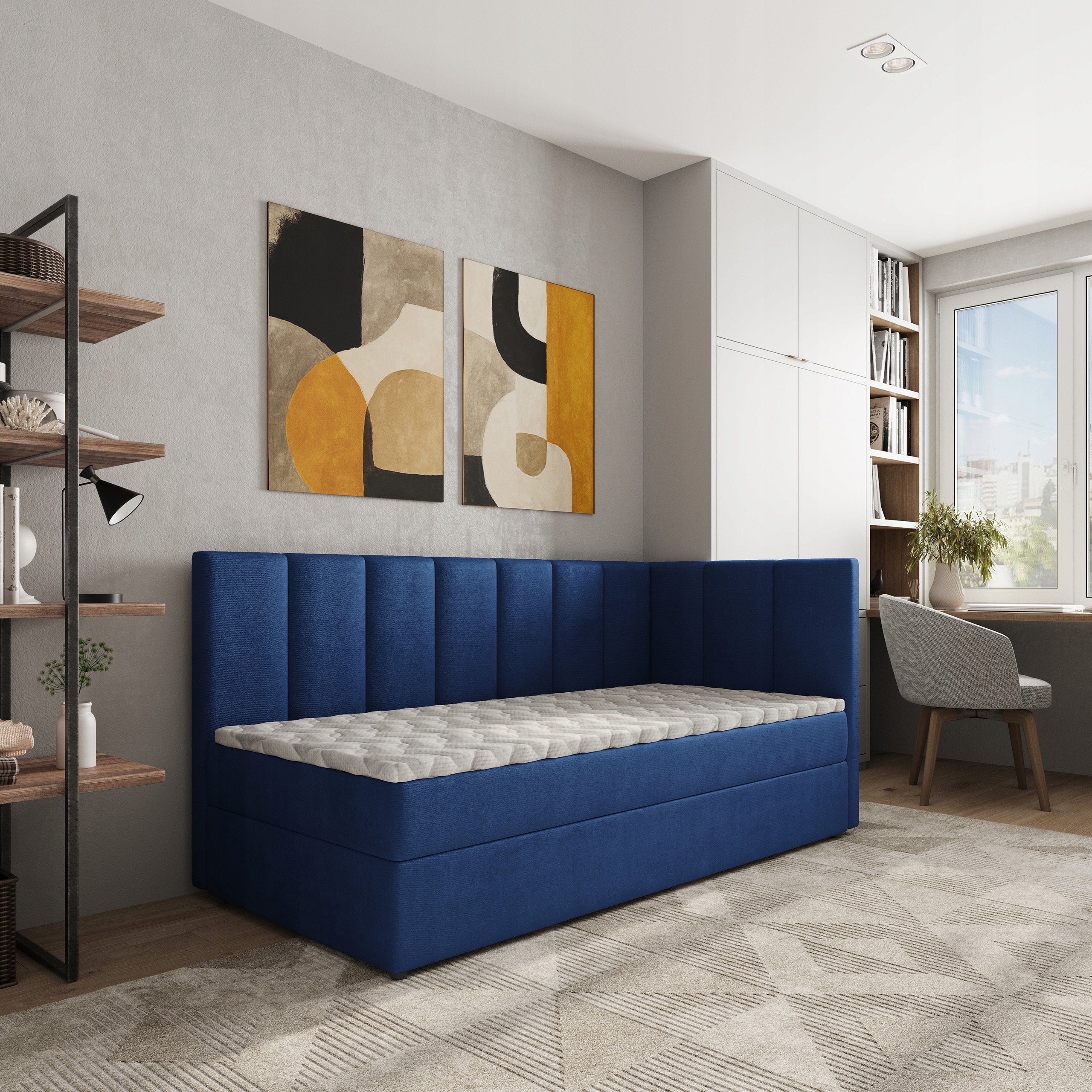 Jednolůžko Beve 100 x 200 cm s matrací Komfortní modrá