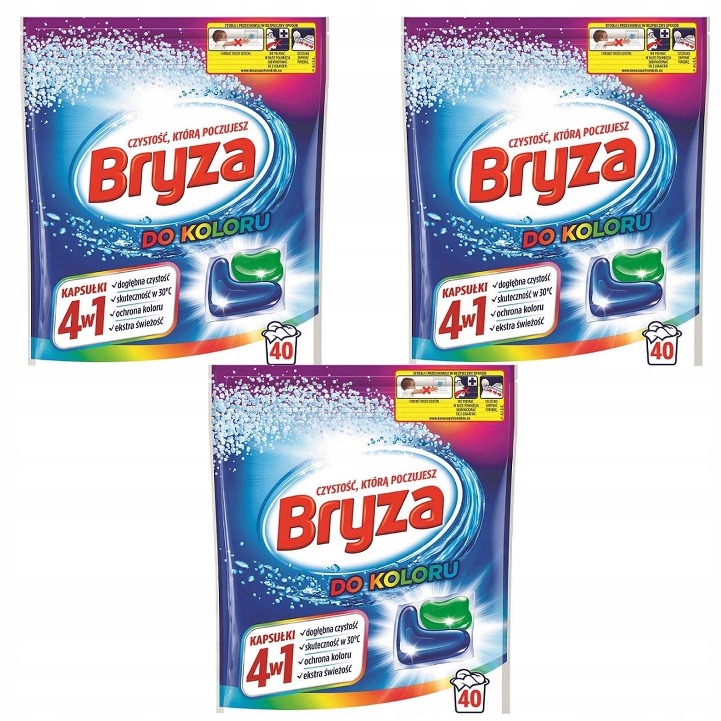 Bryza Sada Kapsle na praní barev tkanin 4v1 3x 40 Kusů 120 Praní
