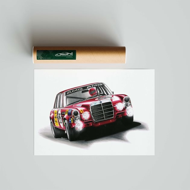 Plakat Mercedes Benz 300 SEL 6.8 AMG 29,7x42cm obraz do garażu duży wybór Liczba sztuk 1