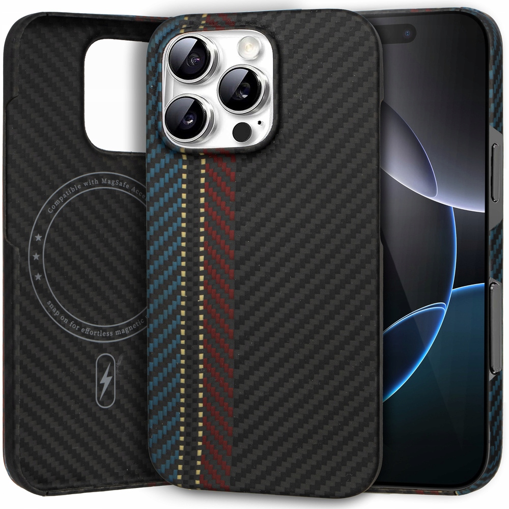 Pouzdro pro iPhone 16 Pro, Aramid Fiber Slim Case, pro MagSafe, tenké, lehké