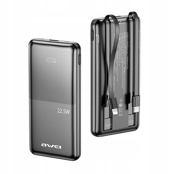 Awei PowerBank P76K 10000mAh 22.5W černý/černý digitální displej