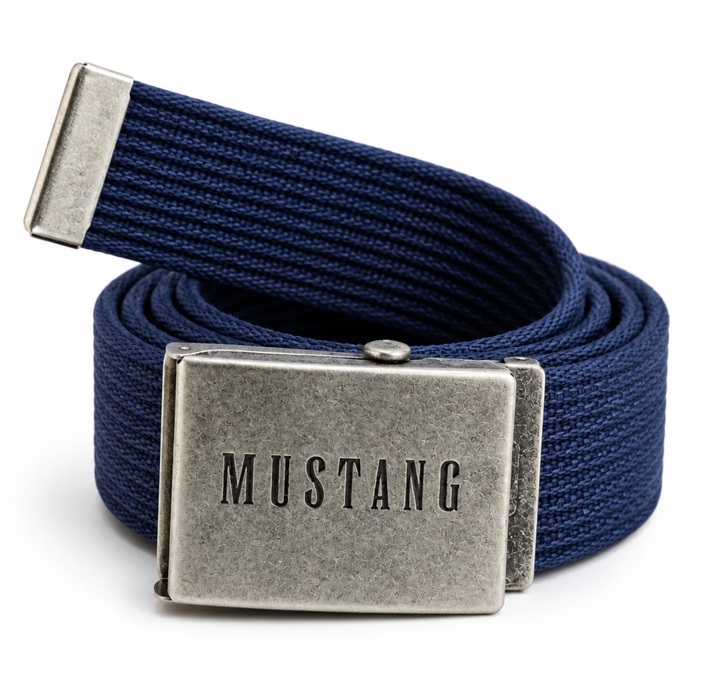 Pánský Ke Kalhotám Pásek Mustang Námořnická Modrá s popruhy a sponou, celková délka 110 cm