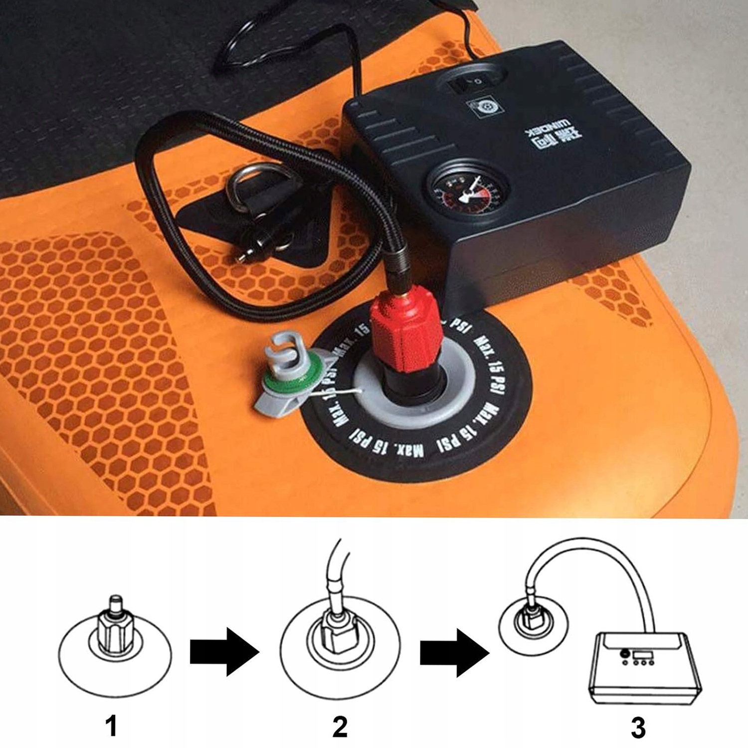PRZENOŚNY NADMUCHIWANY ADAPTER POMPKI SUP + DYSZE Model SP3417