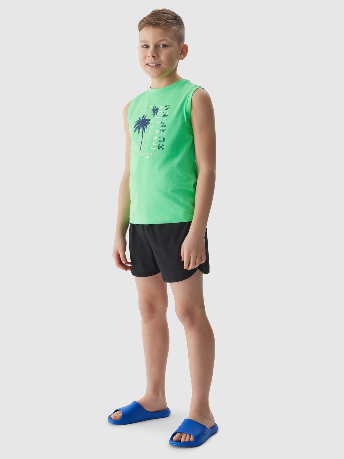 BEZRĘKAWNIK 4F KOSZULKA BAWEŁNA TSLEM040 140 Rozmiar (new) 140 (135 - 140 cm)