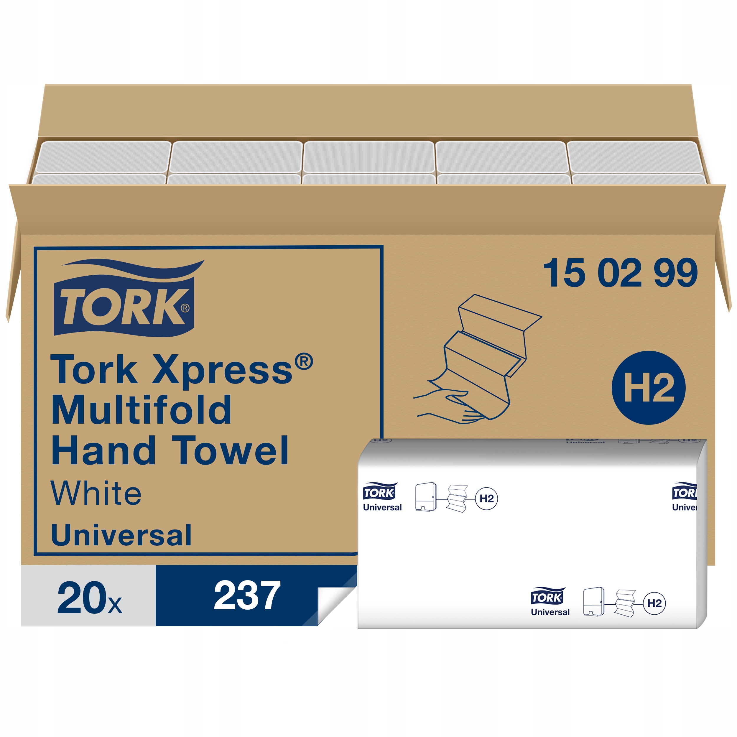 Tork 150299 Ręcznik Xpress H2 Multifold 2-warstwowy, 4740 listków, biały