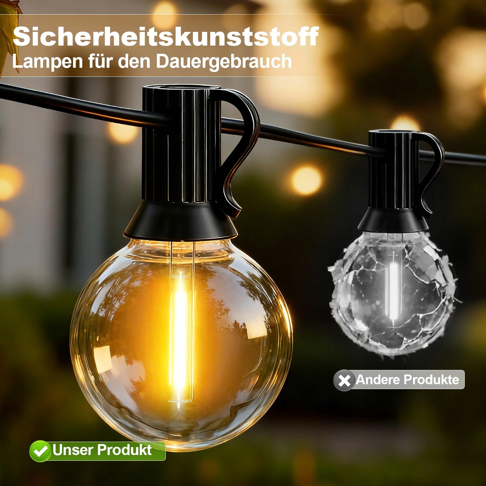 AODLEDY Lampa LED Zewnętrzna 30m Dimmbar Balkon Ogród Wodoodporna — miniatura 3