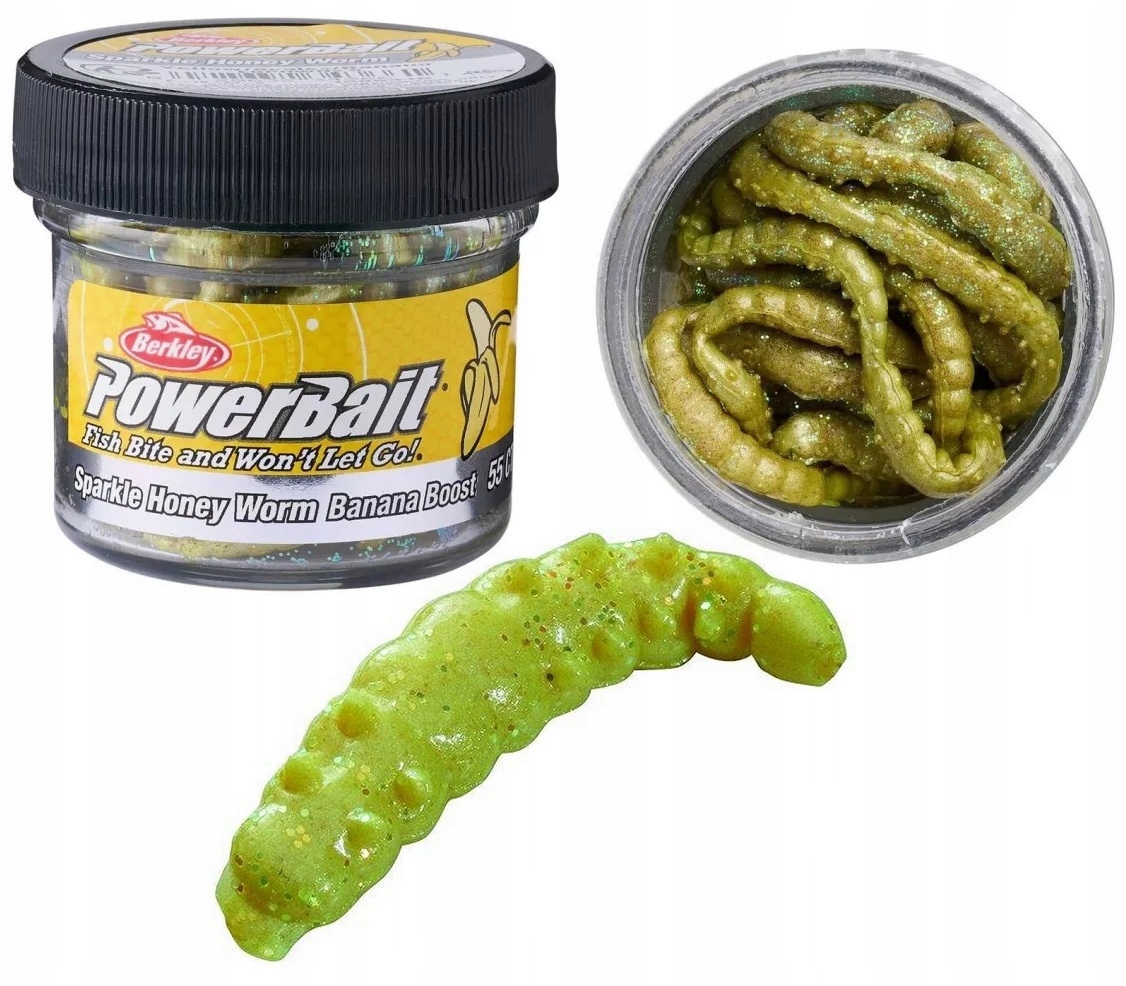 Berkley PowerBait Honey sztuczne robaki 55szt Yellow Scales Banan 1596315