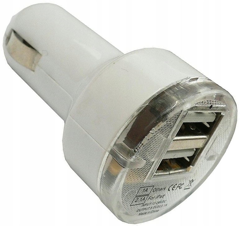 Ładowarka samochodowa Podświet 2x USB 12V 24V 3,1A