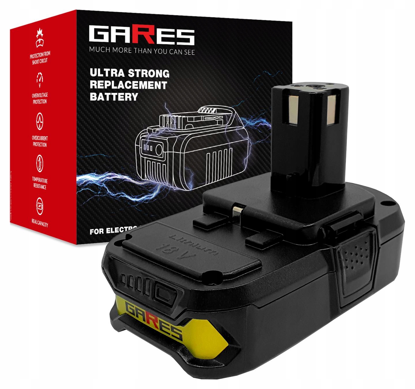 Akumulátor Gares pro Ryobi R18AD RB1840X R18ST R18CK2 18V 2,5Ah